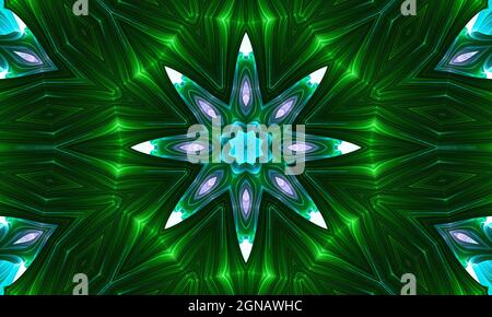 Nahtlose rosa grüne Blume kaleidoskopischen Mosaik Muster Hintergrund Stockfoto