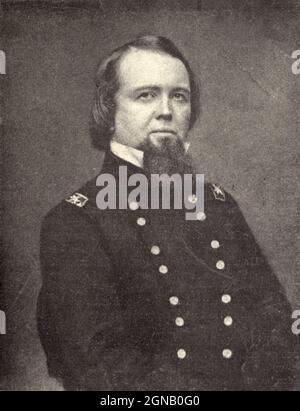 John Pope (16. März 1822 – 23. September 1892) war ein beruflicher Offizier der US-Armee und General der Union im amerikanischen Bürgerkrieg. Er hatte einen kurzen Aufenthalt im Western Theatre, Aber er ist am besten bekannt für seine Niederlage bei der zweiten Schlacht von Bull Run (Second Manassas) im Osten. Aus dem Buch "der Bürgerkrieg durch die Kamera" Hunderte von lebendigen Fotos tatsächlich in der Zeit des Bürgerkrieges aufgenommen, sechzehn Reproduktionen in Farbe von berühmten Kriegsgemälden. Die neue Textgeschichte von Henry W. Elson. A. vollständige illustrierte Geschichte des Bürgerkrieges Stockfoto