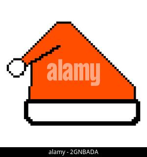 Meme Weihnachtsmann Hut Schläger, lustige rote Weihnachtsmann Hut pixelart Stock Vektor