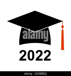 Herzlichen Glückwunsch zum Abschluss 2022 Student Graduation hat quadratische akademische Kappe Symbol Bachelor-und Master-Abschlüsse Stock Vektor