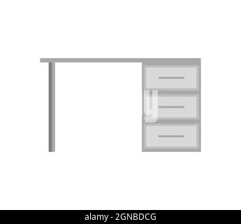 Schreibtisch auf weißem Hintergrund isoliert. Vektorgrafik flach. Ein Stück Innenraum. Das Objekt kann für die Gestaltung einer Wohnung, Büro verwendet werden Stock Vektor