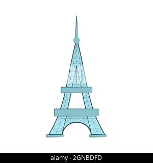 Der Eiffelturm auf weißem Hintergrund isoliert. Vektorgrafik flach. Zeit zum Reisen. Paris Stock Vektor