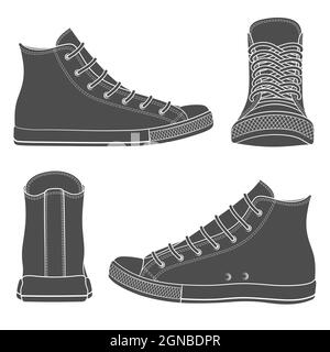 Vector Set mit Sneakers, Gummischuhen. Isolierte Objekte auf weißem Hintergrund. Stock Vektor