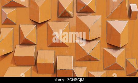 Abstrakt leerer Hintergrund von Metallpyramiden Stockfoto