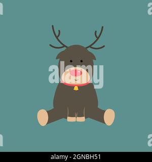 Niedliche Cartoon flache Weihnachten Hirsch mit einem Kolar Stock Vektor
