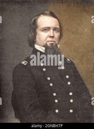 John Pope (16. März 1822 – 23. September 1892) war ein beruflicher Offizier der US-Armee und General der Union im amerikanischen Bürgerkrieg. Er hatte einen kurzen Aufenthalt im Western Theatre, Aber er ist am besten bekannt für seine Niederlage bei der zweiten Schlacht von Bull Run (Second Manassas) im Osten. Aus dem Buch "der Bürgerkrieg durch die Kamera" Hunderte von lebendigen Fotos tatsächlich in der Zeit des Bürgerkrieges aufgenommen, sechzehn Reproduktionen in Farbe von berühmten Kriegsgemälden. Die neue Textgeschichte von Henry W. Elson. A. vollständige illustrierte Geschichte des Bürgerkrieges Stockfoto