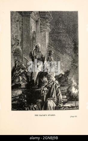 Die Wachen des Rajahs aus dem Buch „in achtzig Tagen um die Welt“ von Jules Verne (1828-1905) Übersetzt von Geo. M. Towle, Veröffentlicht in Boston von James. R. Osgood & Co. 1873 erste US-Ausgabe Stockfoto