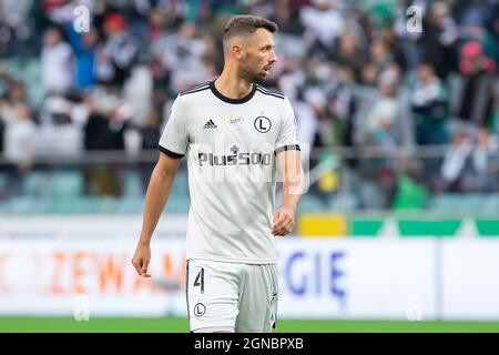 Mateusz Wieteska von Legia gesehen während des polnischen PKO Ekstraklasa League-Spiels zwischen Legia Warszawa und Wisla Plock im Marschall Jozef Pilsudski Legia Warsaw Municipal Stadium.Endstand; Legia Warszawa 3:1 Gornik Leczna. Stockfoto