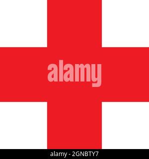 Verbandssymbol, Apothekenschild, rotes Zusatzschild oder schweizer Flagge Stock Vektor
