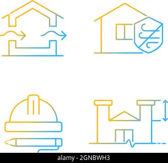 Standards für Wohnbau Gradienten lineare Vektor-Symbole gesetzt Stock Vektor