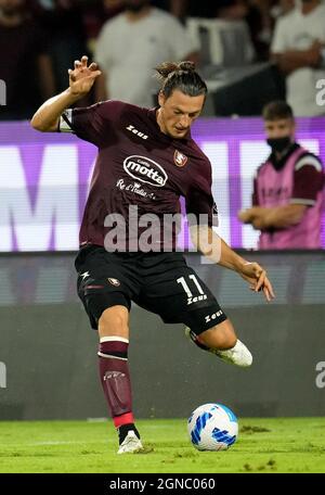 SALERNO, ITALIEN - 18. SEPTEMBER: Milan Đuric von US Salernitana in Aktion, während der Serie Ein Spiel zwischen US Salernitana gegen Genua FC im Stadio Arechi am 18. September 2021 in Salerno, Italien. (Foto nach MB-Medien) Stockfoto