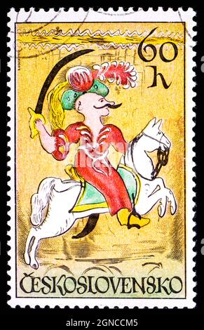 TSCHECHOSLOWAKEI - UM 1972: Eine in der Tschechoslowakei gedruckte Briefmarke, zeigt Janissary Stockfoto