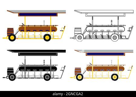 „Pedal Pub“-Party-Symbol in Farbe Stock Vektor