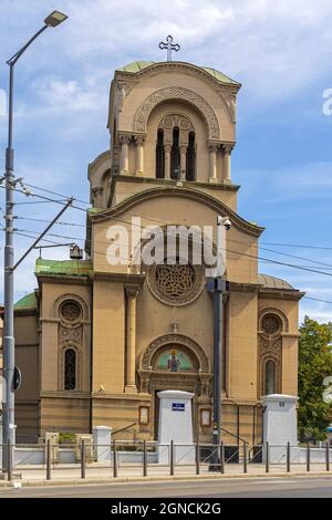 Belgrad, Serbien - 08. September 2021: Orthodoxe Kirche des Heiligen Alexander Nevsky in Belgrad, Serbien. Stockfoto