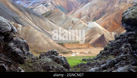 Bunte Berge von Landmannalaugar, Island Stockfoto