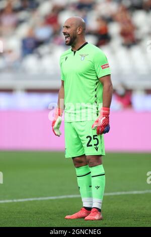 Turin, Italien, 23. September 2021. Pepe Reina von der SS Lazio reagiert während des Serie-A-Spiels im Stadio Grande Torino, Turin. Bildnachweis sollte lauten: Jonathan Moscrop / Sportimage Stockfoto