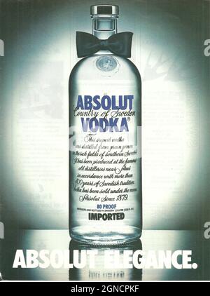 Absolut Vodka - Papier vintage Werbung Anzeige 1980 1970 Stockfoto