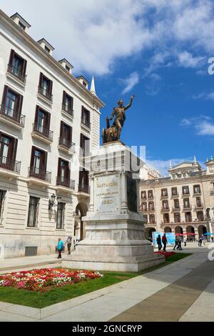 Denkmal für Pedro Velarde Plaza Alfonso XIII. Santander. Kantabrien. Spanien. Stockfoto