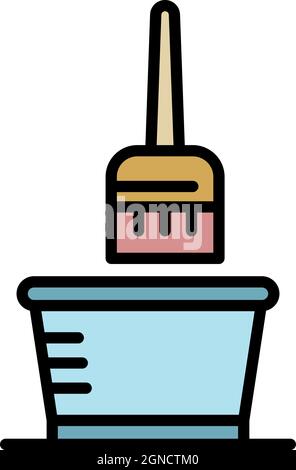 Symbol zum Färben von Haarwerkzeugen. Kontur Färbung Haar Werkzeuge Vektor Symbol Farbe flach isoliert Stock Vektor