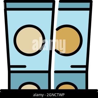 Symbol für Handcremeröhrchen. Umriss Hand cremeröhren Vektor Symbol Farbe flach isoliert Stock Vektor
