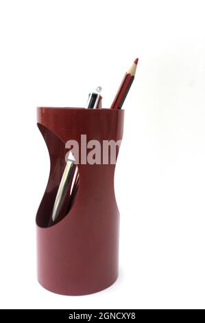 Bleistifthalter, Stift, Design, Vintage Design, Design Pen, Metall, Schreibtischzubehör, Bürozubehör, Pop-Design, 70er Jahre, Pop-Design, Stift, Stift, Vintage-Design, Stockfoto