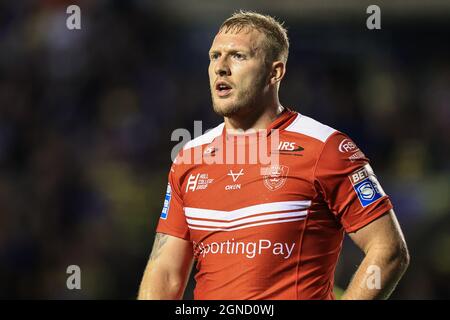 Warrington, Großbritannien. September 2021. Jordan Abdull (7) von Hull KR während des Spiels in Warrington, Vereinigtes Königreich am 9/24/2021. (Foto von Mark Cosgrove/News Images/Sipa USA) Quelle: SIPA USA/Alamy Live News Stockfoto