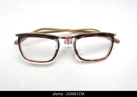 Brillengestell, vintage brille, alte Gläser, 50s brille, Vergoldet, Herausforderung, Brille, Vision, alt, Zubehör, Gläser, Gold, Schale, Tortoi Stockfoto