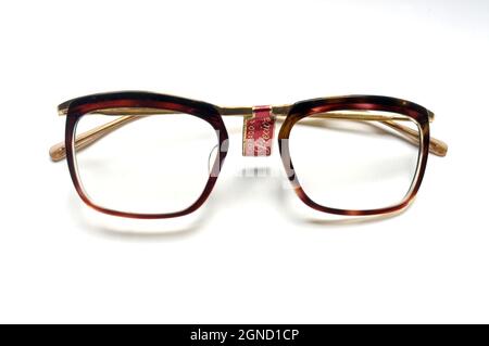 Brillengestell, vintage brille, alte Gläser, 50s brille, Vergoldet, Herausforderung, Brille, Vision, alt, Zubehör, Gläser, Gold, Schale, Tortoi Stockfoto