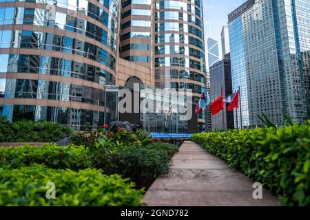 Hongkong, China. September 2021. Außenansicht des Hong Kong Exchange Square. Kredit: SOPA Images Limited/Alamy Live Nachrichten Stockfoto