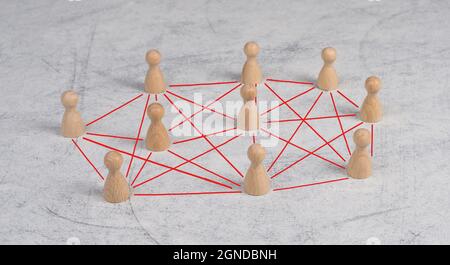 Group of people connecting through a web, business networking and communication Stockfoto