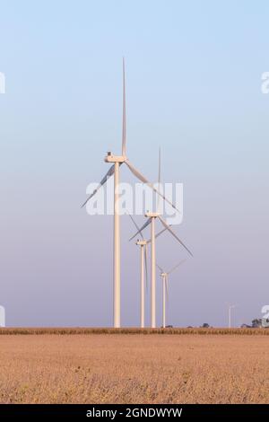 Der Windpark MidaAmerican Energy, auf dem Vestas-Windenergieanlagen in New Sharon, Iowa, eingesetzt werden Stockfoto