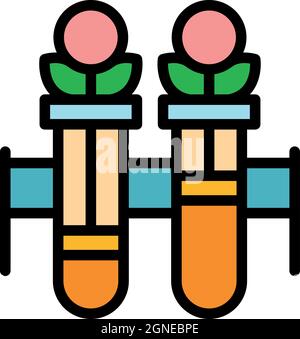 GVO-Röhrchen, Pflanzensymbol. Umriss gmo-Röhren Pflanzen Vektor Symbol Farbe flach isoliert Stock Vektor