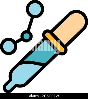 Symbol für Pipettiertest. Kontur Pipette Test Vektor Symbol Farbe flach isoliert Stock Vektor