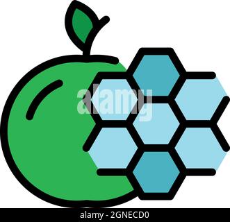 Apple gmo-Symbol. Kontur Apfel gmo Vektor Symbol Farbe flach isoliert Stock Vektor