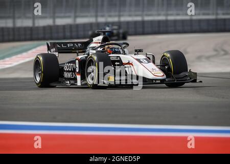 09 Lundgaard Christian (dnk), ART Grand Prix, Dallara F2, Aktion beim 6. Lauf der FIA Formel 2-Meisterschaft 2021 vom 24. Bis 26. September 2021 auf dem Sotschi-Autodrom in Sotschi, Russland - Foto: Xavi Bonilla/DPPI/LiveMedia Stockfoto