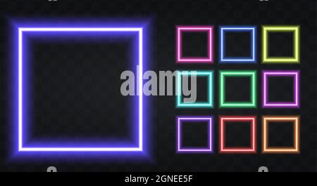 Neon quadratischer Rand mit Kopierraum Stock Vektor