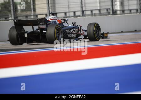 09 Lundgaard Christian (dnk), ART Grand Prix, Dallara F2, Aktion beim 6. Lauf der FIA Formel 2-Meisterschaft 2021 vom 24. Bis 26. September 2021 auf dem Sotschi-Autodrom in Sotschi, Russland - Foto: Xavi Bonilla/DPPI/LiveMedia Stockfoto