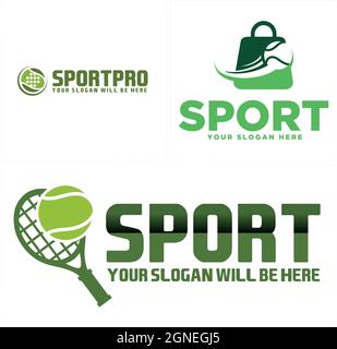 Sportschläger Ball Tennis Retail eCommerce Logo Design Stock Vektor