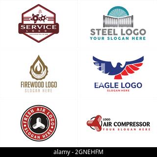 Industrieöl Feuer Holz Propeller Firma Logo Design Stock Vektor