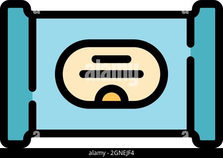 Symbol für nasse Einweg-Wischtücher. Umriss Einweg-Feuchttücher Vektor-Symbol Farbe flach isoliert Stock Vektor