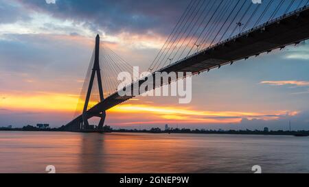Can Tho Brücke Luftbild ist berühmte Brücke in mekong Delta, Vietnam Stockfoto