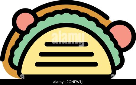 Würziges Taco-Symbol. Kontur würzigen Taco Vektor Symbol Farbe flach isoliert Stock Vektor