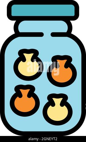 Symbol für Pilze aus der Dose. Kontur Dosen Pilze Vektor Symbol Farbe flach isoliert Stock Vektor
