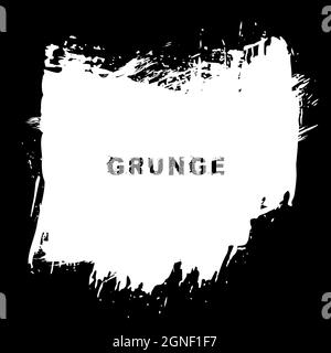 Weiß grunge Notruf Hintergrund. Vektorstruktur. Isoliert. Trendige Form für Abzeichen, Embleme, Rahmen, Etiketten und Stempel. Pinselstriche Stock Vektor