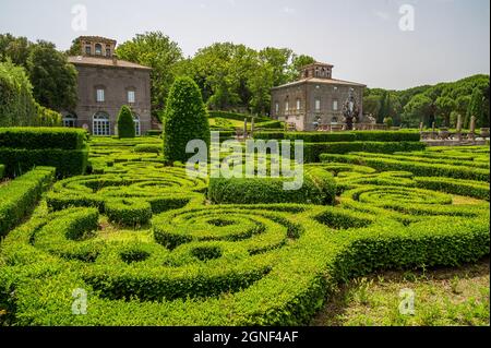 Der manieristische Überraschungsgarten in Bagnaia, Viterbo, Mittelitalien, wird Jacopo Barozzi da Vignola zugeschrieben Stockfoto