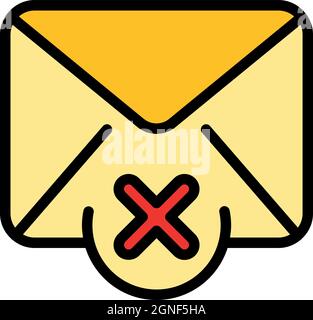 Symbol für Ablehnung von E-Mails. Konturenabweisung Ablehnen von Vektorsymbole Farbe flach isoliert Stock Vektor
