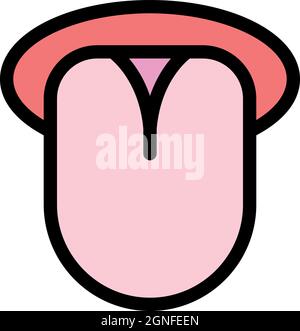 Symbol „Zunge erkennt“. Kontur Zunge erkennt Vektor Symbol Farbe flach isoliert Stock Vektor