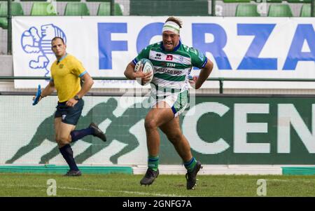 Monigo Stadium, Treviso, Italien, 25. September 2021, Gianmarco Lucchesi während des Spiels von Benetton Rugby gegen DHL Stormers - United Rugby Championship Stockfoto