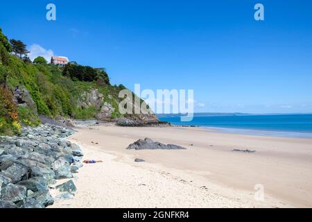 Tenby, Wales, UK , 14. Mai 2018 : North Beach in der beliebten Badeort Stadt in Pembrokeshire, die ein beliebtes Reiseziel Touristenattraktion ist Stockfoto