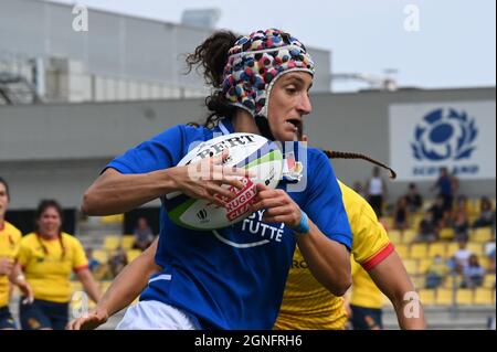 Parma, Italien. September 2021. Michela Sillari (Italien) während der Rugby-Weltmeisterschaft der Frauen 2022 Qualifiers - Italien gegen Spanien, Weltmeisterschaft in Parma, Italien, September 25 2021 Quelle: Independent Photo Agency/Alamy Live News Stockfoto